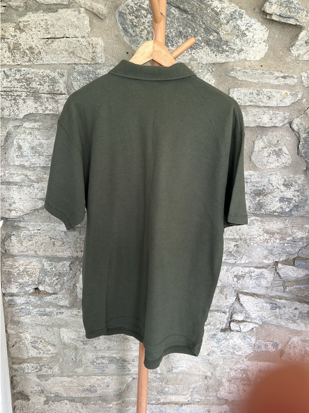 Olive Green Half-Zip Polo Shirt - Picture 2 of 4